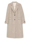 Tagliatore Herringbone Coat In Brown