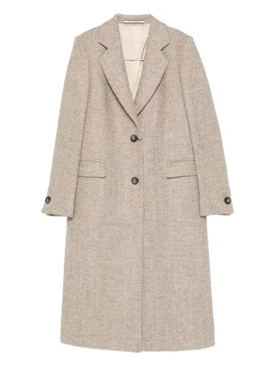 Tagliatore Long-sleeved Coat In Brown