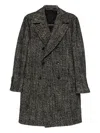 Tagliatore Long Sleeve Coat Notched Lapels Pockets In Gray