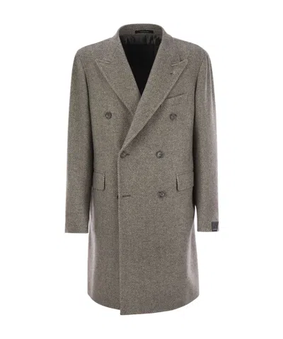 TAGLIATORE TAGLIATORE HERRINGBONE DOUBLE-BREASTED COAT
