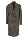 Tagliatore Herringbone Double-breasted Coat In Brown