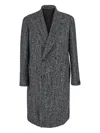 Tagliatore Grey Double-breasted Coat With Peak Revers In Gray