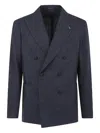 Tagliatore Herringbone Double-breasted Jacket In Blue