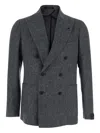 Tagliatore Montecarlo Doppio Petto Boucle Jackets Blue In Gray