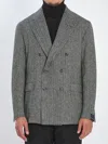 Tagliatore Double-breasted Herringbone Wool Jacket In Gray