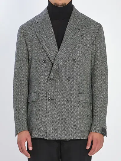 TAGLIATORE HERRINGBONE DOUBLE-BREASTED JACKET