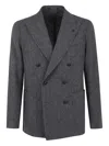 Tagliatore Herringbone Double-breasted Jacket In Gray