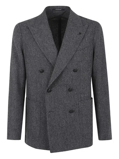 Tagliatore Herringbone Double-breasted Jacket In Gray