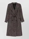 Tagliatore Herringbone Belted Double-breasted Coat In Gray