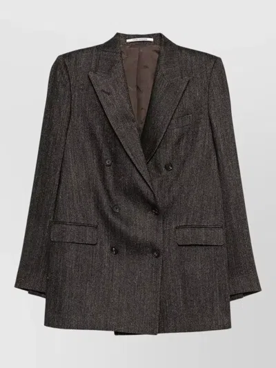 Tagliatore Doublebreasted Jacket With Herringbone Pattern In Brown