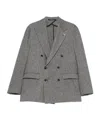 Tagliatore Double-breasted Houndstooth Blazer In Gray
