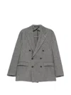 Tagliatore Double-breasted Houndstooth Blazer In Gray