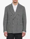 Tagliatore Double-breasted Herringbone Wool Jacket In Gray