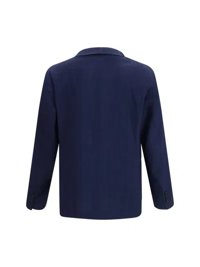Tagliatore Herringbone Fleece Wool Blazer In Blue
