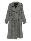 Tagliatore Herringbone-pattern Belted Coat In Gray