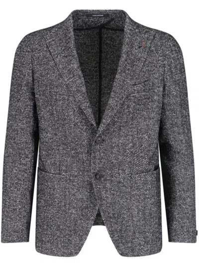 Tagliatore Houndstooth Single-breasted Blazer In Gray
