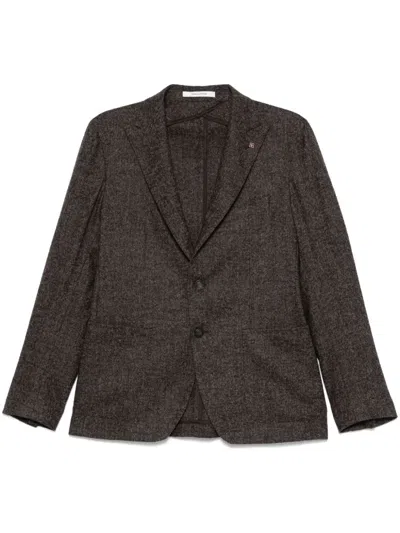 Tagliatore Herringbone-pattern Blazer In Brown
