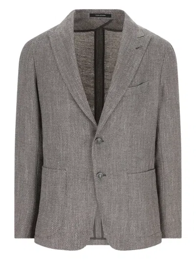 Tagliatore Herringbone-pattern Blazer In Gray