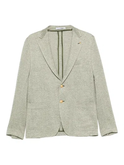 Tagliatore Herringbone-pattern Jacket In Green