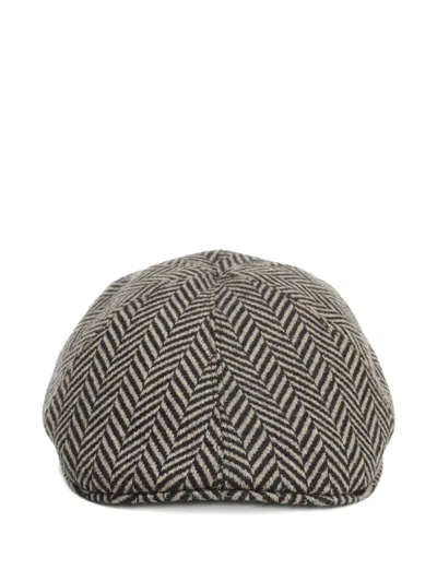 TAGLIATORE HERRINGBONE-PATTERN LOGO-PLAQUE BERET
