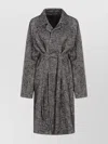 Tagliatore Herringbone Pattern Mid-length Coat Belted In Gray