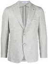 Tagliatore Herringbone-pattern Single-breasted Blazer In Grau