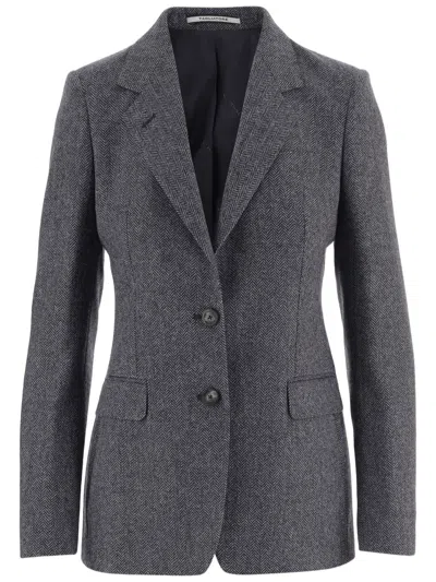 Tagliatore Herringbone Pattern Wool And Cashmere Jacket In Multi