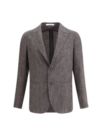 Tagliatore Herringbone Patterned Blazer In Black