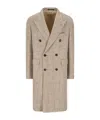 Tagliatore Herringbone Patterned Double-breasted Coat In Brown