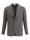 Tagliatore Herringbone Peaked-lapel Blazer In Brown