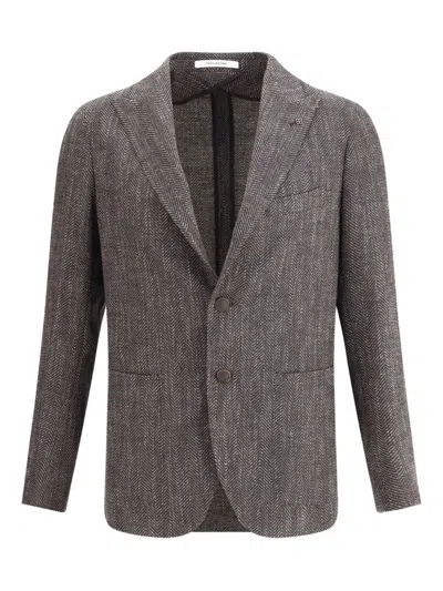 TAGLIATORE HERRINGBONE PEAKED-LAPEL BLAZER