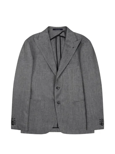 Tagliatore Herringbone Peak-lapel Blazer In Gray