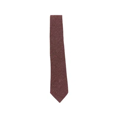 Tagliatore Herringbone Silk-wool Necktie In Brown