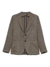 Tagliatore Herringbone Single-breasted Blazer In Brown