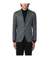 Tagliatore Grey Single-breasted Jacket Herringbone Pattern In Black
