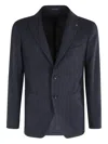 Tagliatore Herringbone Single-breasted Blazer In Blue