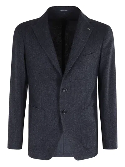 Tagliatore Herringbone Single-breasted Blazer In Blue