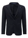 Tagliatore Black Jersey Montecarlo Single-breasted Blazer In Blue