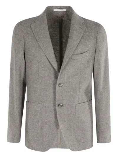 Tagliatore Herringbone Single-breasted Blazer In Gray