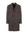 Tagliatore Herringbone Single-breasted Coat In Black
