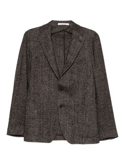 Tagliatore Herringbone Single-breasted Jacket In Brown