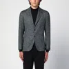 Tagliatore Grey Single-breasted Jacket Herringbone Pattern In Green