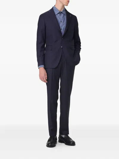 Tagliatore Herringbone Suit In Blue