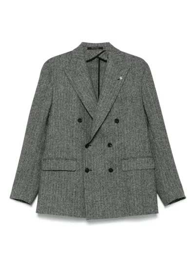 Tagliatore Double-breasted Blazer In Gray