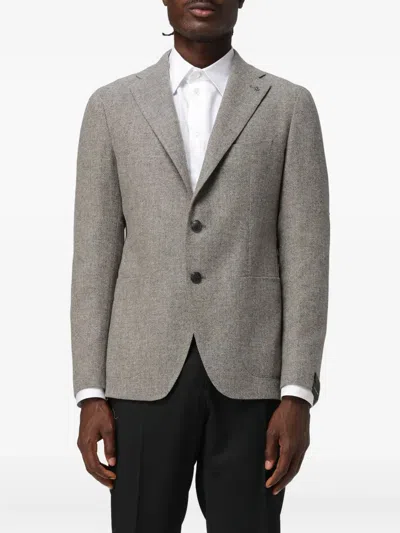Tagliatore Montecarlo Wool Cashmere Blazer In Gray