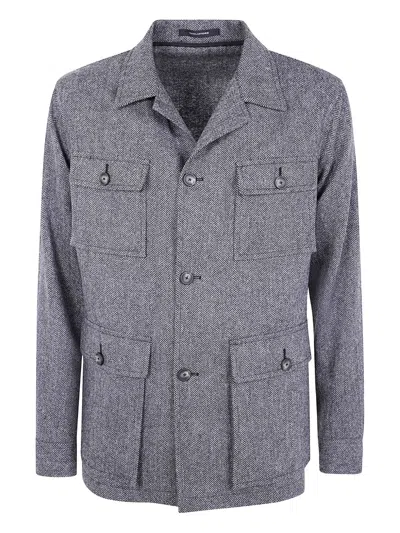 Tagliatore Herringbone Wool Jacket In Gray