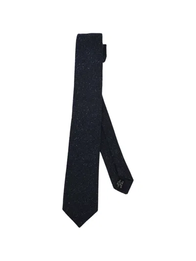 Tagliatore Herringbone-knit Tie In Blue