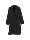 Tagliatore Herringbone-pattern Belted Coat In Black