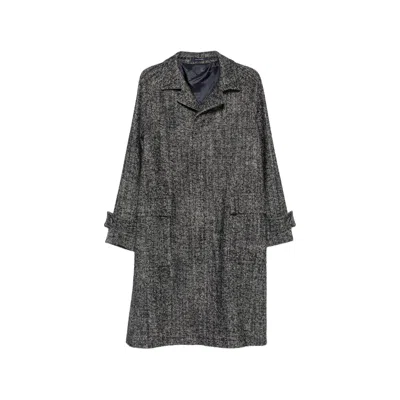 TAGLIATORE HERRINGBONE-PATTERN BUTTON-FASTENING COAT