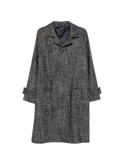 Tagliatore Herringbone-pattern Button-fastening Coat In Brown